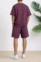 Men's Oversize Shorts Set V-Neck Slit T-Shirt Relaxed Fit Summer Set - 2