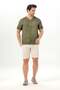 Bora Buttoned V-Neck Short Sleeve Poplin Men's T-Shirt |   Summer Men's Tshirt Light Khaki Ahk - 6