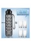 1L Motivational Water Bottle Leakproof BPA Free Portable Gym Sports Bottle Black - 4
