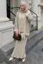 Sequined Embossed Beige Suit - 2