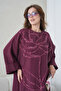 Women's Front Sequin Embroidered Loose Fit Long Linen Dress - 3