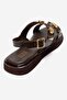 Libera Brown Genuine Leather Buckle Women's Sandals - 5