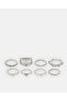 Women Silver Embellished Rings (Pack of 8)