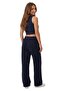 Women's Navy Blue Wide Leg Comfort Sweatpants - 3