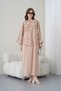 Women's Front Sequin Embroidered Loose Fit Long Linen Dress - 2