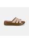 Women's Light Pink Crocodile Printed Wedge Heeled Patent Leather Slippers - 2