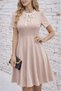 New Season Women's Short Sleeve Collar Lace-Up and Ruffle Midi Janjan Crepe Dress - 3
