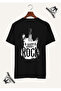 تي شيرت أسود بتصميم خاص بطباعة على الظهر بتصميم ROCK