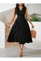 Women's Strappy Double-Breasted V-Neck Dress with Elastic Waist