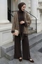 Sequined Embossed Bitter Brown Suit