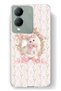 Vivo Y17S Compatible Pink Bow Cat Pattern Transparent Phone Case