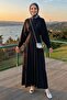 Bat Sleeve Belted Black Dress - 5