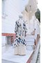 Patterned Garnished Aerobin Dress Navy Blue Hnt1013 - 7
