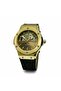 IronX Skeleton Gold Open Heart Dial, Brown Faux Leather Strap, Stainless Steel Case Wristwatch - 2