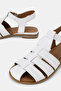 Women's White Genuine Leather Sandals with Straps, Flat Heels, Open Sides, Size 36-41 - 3