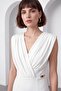 Women's White Double-Breasted Collar Midi Event Dress - 3