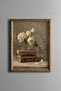 Books, Vase and Rose Still Life – Vintage Patterned Frame – Fine Model