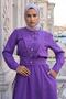 Jacketed Pocketed Tie-Waist Gilet Dress Purple Hm262785 - 4