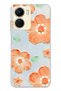 Vivo Y16 Compatible Orange Flower Oil Painting Pattern Transparent Phone Case