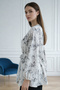 Patterned Balloon Sleeve Shirt A50905 Gray - 4