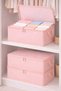 6 Pieces - Pink Dot Patterned Medium Size Underbed and Sofa Bed Type Storage Bag 55X35X22 cm - 2