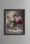 Colorful Roses in Glass Vase – Vintage Patterned Frame – Slim Model