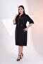 Women's Plus Size Zipper Detailed Dress Black - 4