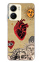 Vivo Y16 Compatible Sun and Heart Collage Pattern Transparent Phone Case