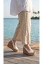 High Wooden Look Sole Skin Buckle Summer Women's Wedge Sole Sandals Shoes - 7