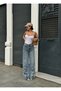 Women's High Waist Baggy Jeans with Floral Design - 6