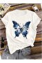Blue Butterfly Printed Oversize T-Shirt
