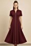 Women's Short Sleeve Double Zipper Midi Length Collared Modal Dress - 4