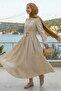 Double Buckle Belted Beige Dress - 2