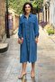 Blue Zippered 100% Cotton Dress - 2