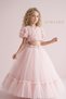 Girl's Rose Tulle Princess Dress with Back Detail and Bow, Birthday Party Graduation Dress, Ages 6-10 - 4