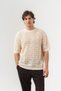 Meshgrid Knit Square Patterned Crew Neck Knitwear T-Shirt