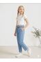 "Girl's 9-16 Years Old Summer Lightweight Thin Fabric Elastic Waist Lace-Up Light Blue Denim Trousers" - 4
