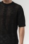 Meshgrid Knit Square Patterned Crew Neck Knitwear T-Shirt - 2