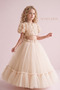 Girl's Rose Tulle Princess Dress with Back Detail and Bow, Birthday Party Graduation Dress, Ages 6-10 - 4