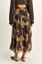Women's Oil Green Shawl Patterned Asymmetrical Cut Lined Chiffon Bohemian Skirt De251102 60283881 - 7