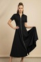 Women's Short Sleeve Double Zipper Midi Length Collared Modal Dress
