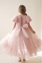Girl's Rose Tulle Princess Dress with Back Detail and Bow, Birthday Party Graduation Dress, Ages 6-10 - 6