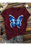 Blue Butterfly Printed Oversize T-Shirt