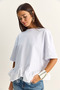 Women's White Tulle Detailed Flounce Oversize Basic T-Shirt 8789 60286165 - 3