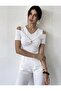 New Product Accessory Detailed V-Neck Women's Blouse - 5