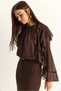 Women's Bitter Brown Ruffle Detailed Transparent Chiffon Blouse 1008 60286163 - 3