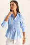 Women's Baby Blue Asymmetrical Gathered Detailed Elastic Waist Formed Buttoned Poplin Shirt 0998 60286161 - 5
