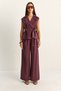 Women's Plum Double Breasted Collar Belted Classic Vest High Waist Palazzo Trousers Modal Suit 9418 60286159 - 5