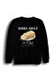 Kırklareli 39 İneğada Longoz Dupnisa City Printed Unisex 100% Cotton Black Crew Neck Sweatshirt