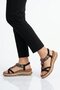 Black Genuine Leather Stone Embellished Women's Sandals B481 Z - 2